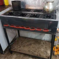 اجاق گاز هشت شعله صنعتی به همراه هواکش صنعتی