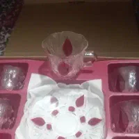 یک دست استکان نلبکی گل قرمز|ظروف سرو و پذیرایی|سیرجان, |دیوار