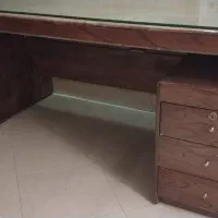 حراج میز اداری ال شکل با چوب گردو با چوب گردو