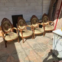 مبل فرحی ۹ نفره پشت رو منبت با میز عسلی