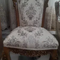 ۸ عدد صندلی ناهار خوری منبت کار دست همراه با کاور