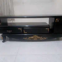 میز تی وی مشکی طلایی 3 تیکه