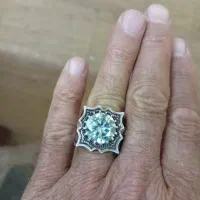 انگشتر نقره رکاب دست با نگین موزانایت