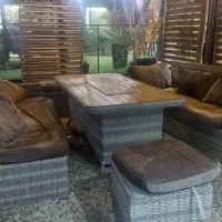 مبلمان باغی ۸نفره با میز آتشدان