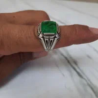 دوتا زمرد اصل معدنی نقره کامل دست ساز خاص خوشگل