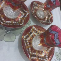 نمکدان گل پنبه میخک ظروف چینی قدیمی نعلبکی استکان