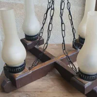 لوستر چوبی لامپا چهار شاخه|لوستر و چراغ آویز|تهران, نیاوران|دیوار