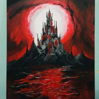 نقاشی آکریلیک قلعه گوتیک gothic بوم ۳۰*۴۰