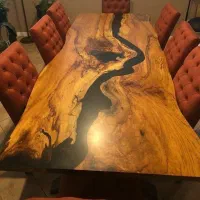 میز نهار خوری چوب طبیعی و رزین