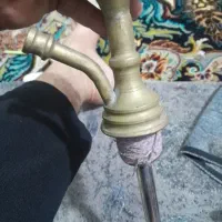 قلیان برنجی سنگین قدیمی کلکسیونی طرح گل