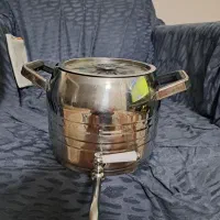 کتری استیل کفه چدن قدیمی اصل ترکیه ۶ ی ۷ ل