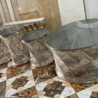 میز جلو مبلی فلزی به همراه سه عددعسلی ست گرد