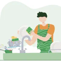 یک خانم جهت شستن ظروف و نظافت سالن و محیط رستوران