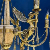 تولیدی لوستر،لوستر سنگی کلاسیک9شاخه برنج مدل فرشته|لوستر و چراغ آویز|اراک, |دیوار