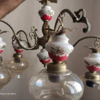 لوستر پنج شعله برنزی سرامیکی ایتالیایی