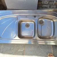 سینک استیل دو لگنه روکار سالم