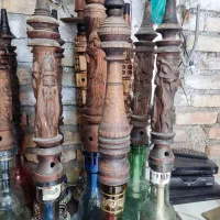 تعداد 39 عدد قلیان برنجی و چوبی قهوه خونه ای