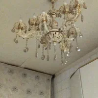 لوستر سفید طلایی طرح طلا کوب|لوستر و چراغ آویز|قدس, شهر‌قدس|دیوار