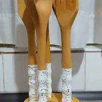 کفگیر و ملاقه چوبی دسته سرامیک