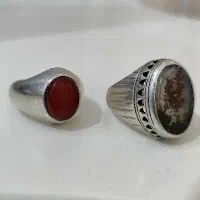 انگشتر نقره شجر و عقیق کار دست