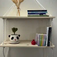 کتابخانه استند دیواری با چوب طبیعی