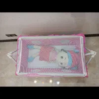 گهواره کودک میلاد صورتی تاشو با پشه بند درحد نو|تخت و صندلی بچه|اصفهان, شاهزید|دیوار