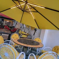 اتشدان دورچوب چتر سایبان درچوبی میز صندلی چوب