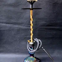 قلیان آکبند طلایی با شیشه هفت رنگ