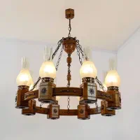 لوستر چوبی روستیگ|لوستر و چراغ آویز|رشت, لاکان|دیوار