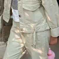 کت و شلوار کتان جین دخترانه