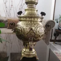 سماور زغالی برنجی آنتیک 3 لیتری قلم زنی شیرخورشید|سماور، چای‌ساز، قهوه‌ساز|تهران, تهرانپارس غربی|دیوار