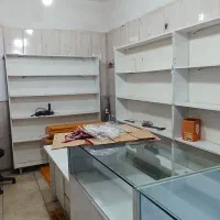 ویترین  قفسه میز کامپیوتر جنس لترون و پیشخوان نو