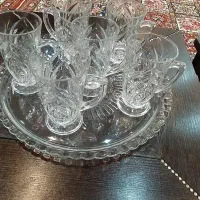 دو عدد سینی کریستال  و 12 عدد لیوان فرانسه