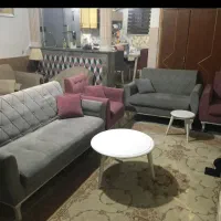 مبل چستر۷نفرمیز غذاخوری  ست با مبلا اسکلت چوب روسی
