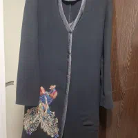 مانتومجلسی کرپ گاباردین کارشده 3بار پوشیده شده