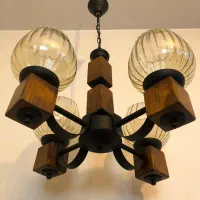 تعداد ۴ عدد لوستر ۴ شعله چوبی