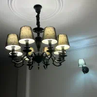 ۲ عدد لوستر۸ شاخه رنگ مشکی براق به همراه دیوارکوب