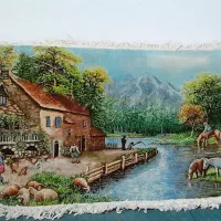 تابلو فرش دستباف منظره|تابلو فرش|کرمانشاه, |دیوار