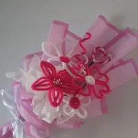 دسته گل سفید صورتی مخملی|گل مصنوعی|مریوان, |دیوار