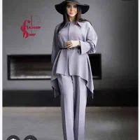 ست مانتو شلوار طوسی مجلسی