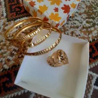 ۱عدد انگشتر و ۳عدد النگوی طرح طلا