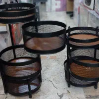 سبد سیب زمینی پیاز چرخشی کف چوبی