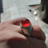 انگشترعقیق سرخ یمنی طوقدار