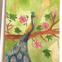 تابلو نقاشی برجسته رنگ روغن  طرح گچبری