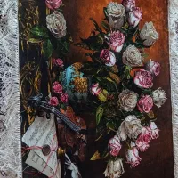 تابلو فرش گل گیتار