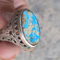 انگشترنقره۹۲۵اعیاراصل فیروزه نیشابور به وزن۳۴گرم