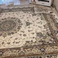 بخاری و قالی ۱۲ متری  کرم رنگ شسته شده