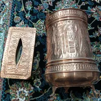 سطل و جا دستمالی مسی