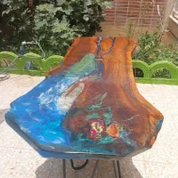 انواع میز چوب طبیعی روستیک و رزینی|مبلمان خانگی و میز عسلی|شهرضا, |دیوار