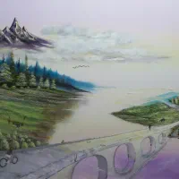 نقاشی رنگ روغن . آن سوی مه